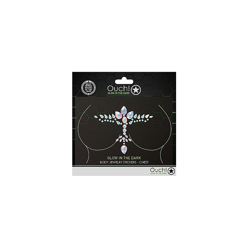 OUCH, Body Jewelry Stickers, Glow In The Dark, Chest