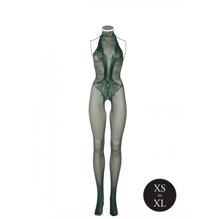 LE DÉSIR, Fishnet, and Lace, Bodystocking, Midnight Green