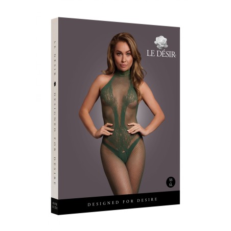 LE DÉSIR, Fishnet, and Lace, Bodystocking, Midnight Green