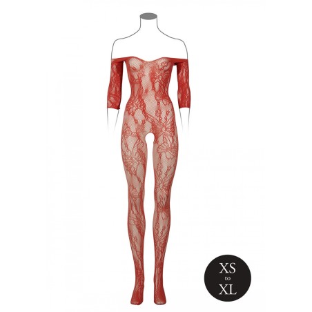 LE DÉSIR | Lace Long-Sleeved Bodystocking | Sunset Glow | Size: XS/XL