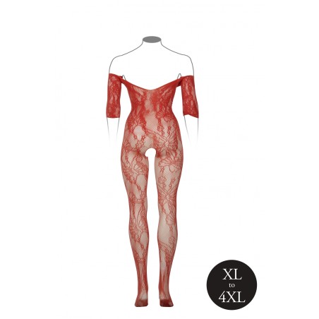 LE DÉSIR | Lace Long-Sleeved Bodystocking | Sunset Glow | Size: XS/XL