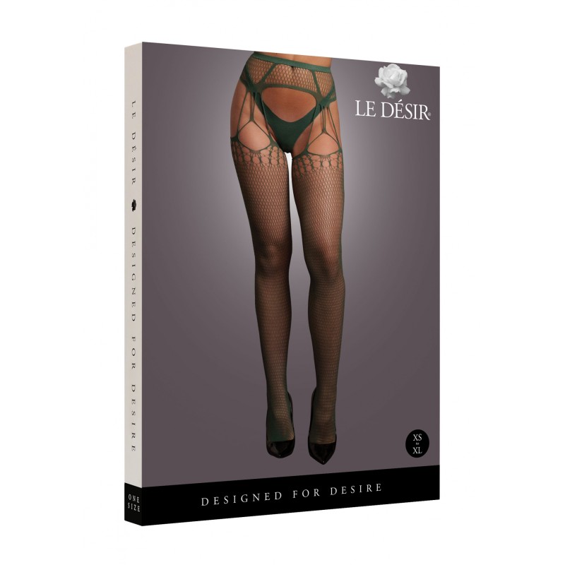 LE DÉSIR, Shredded, Suspender, Pantyhose, Ζαρτιέρες, Midnight Green
