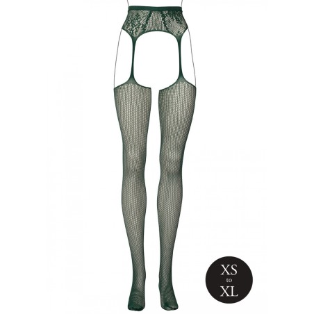 LE DÉSIR, Fishnet, and Lace, Garterbelt, Stockings, Midnight Green