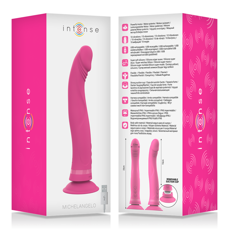 INTENSE, MICHELANGELO, Silicone,  Dildo, Vibrator, Pink