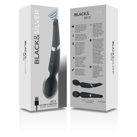 BLACK&SILVER, BECK, Wand Massager, Σιλικόνης, με Κλειτοριδική, Αναρρόφηση