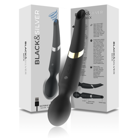 BLACK&SILVER, BECK, Rechargeable, Silicone, Massager, & Suction, Black