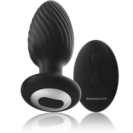 BLACK&SILVER, WELLS, Silicone, Rotating, Anal Plug, Remote Controled