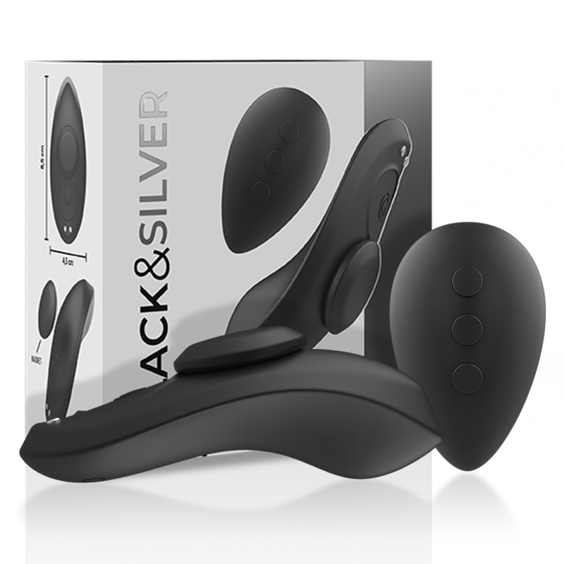 BLACK&SILVER, PRESTON, Rechargeable, Pantie, Silicone, Vibrator, Black