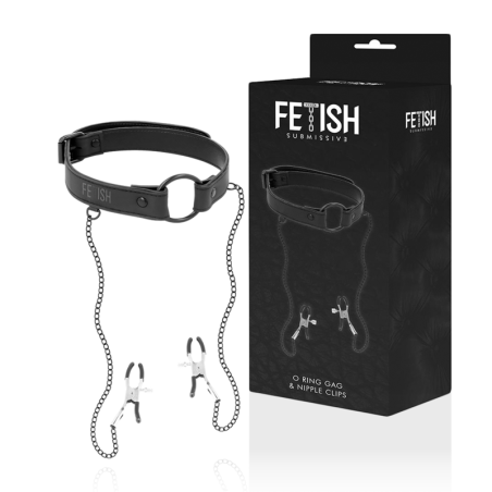 FETISH SUBMISSIVE, Ring Gag, With, Nipple Clamps