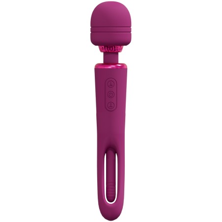 Vive, Kiku, Rechargeable, Double, Ended, Wand, with Innovative, G-Spot, Flapping Stimulator, Pink