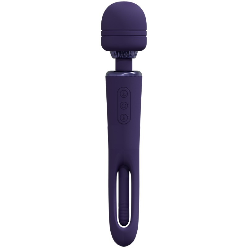 Vive, Kiku, Rechargeable, Double Ended Wand, with Innovative, G-Spot Flapping Stimulator, Purple