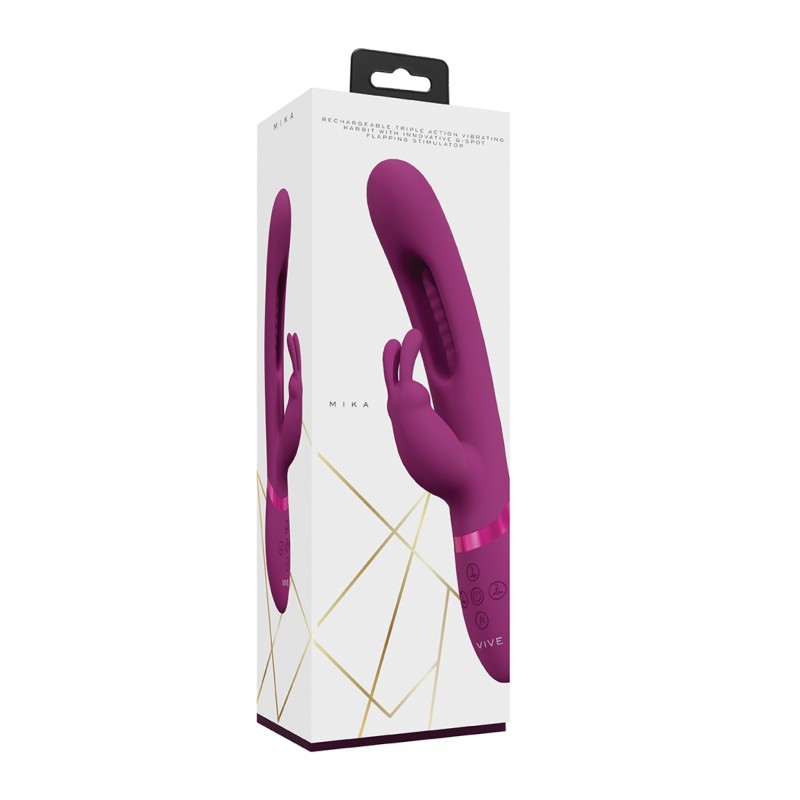 VIVE, Mika, Triple Motor, Vibrating Rabbit, Innovative, G-Spot Flapping, Stimulator,Ροζ