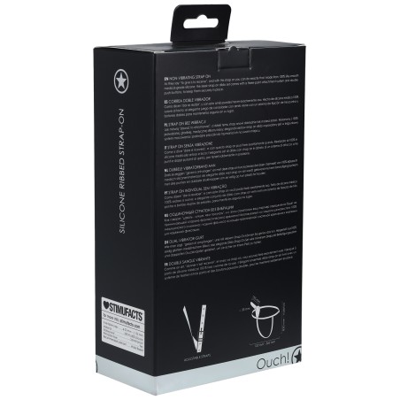 Ouch!, Silicone, Ribbed, Strap-On, Adjustable, Black