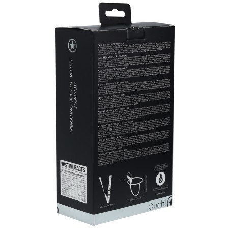 Ouch!, Δονούμενο, Strapon, Σιλικόνης, με Ραβδώσεις, 10 Προγραμμάτων, Δόνησης, Μαύρο