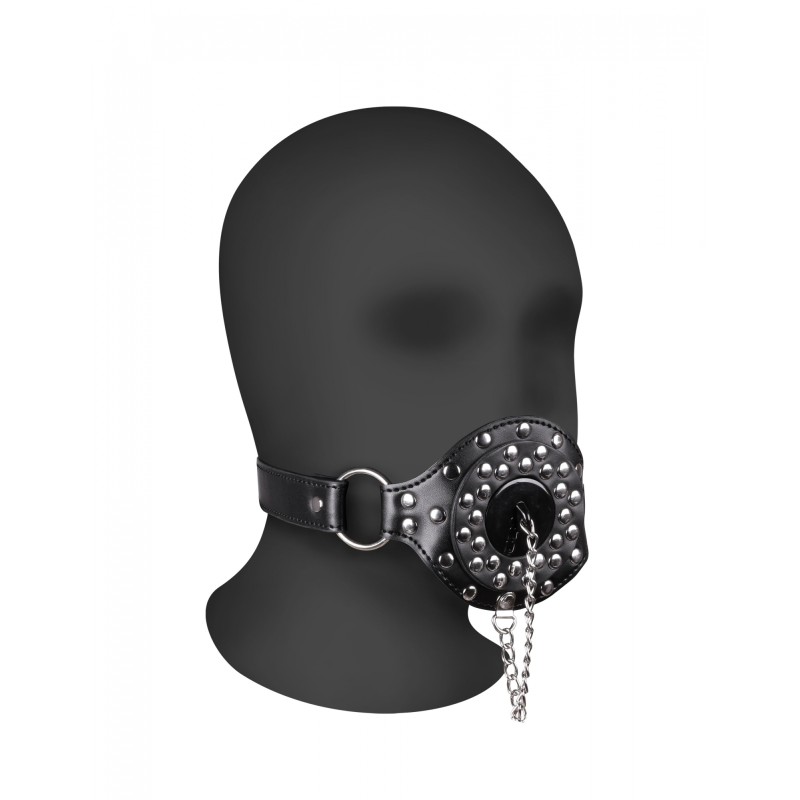 OUCH!, Open Mouth Gag, with Plug Stopper, Black