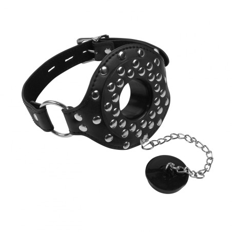 OUCH!, Open Mouth Gag, with Plug Stopper, Black