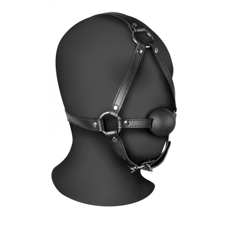 OUCH!, Head Harness, with Solid Ball Gag, Black