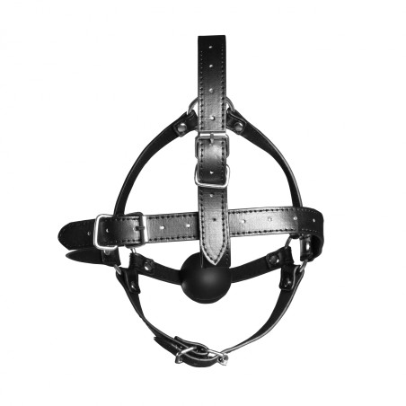 OUCH!, Head Harness, with Solid Ball Gag, Black