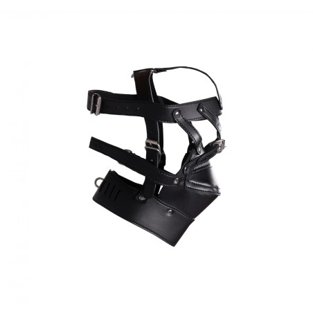 OUCH!, Head Harness, with Zip-up Mouth, and Lock, Black