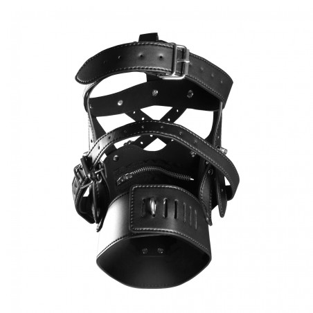 OUCH!, Head Harness, with Zip-up Mouth, and Lock, Black