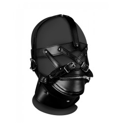 OUCH!, Head Harness, with Zip-up Mouth, and Lock, Black