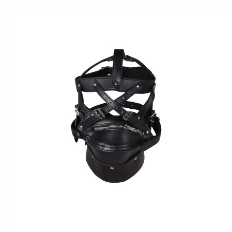 OUCH!, Head Harness, with Zip-up Mouth, and Lock, Black