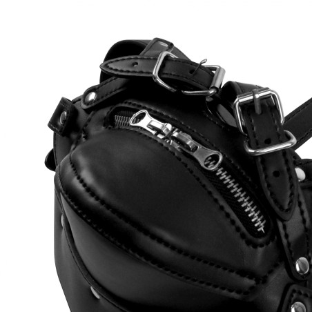 OUCH!, Head Harness, with Zip-up Mouth, and Lock, Black