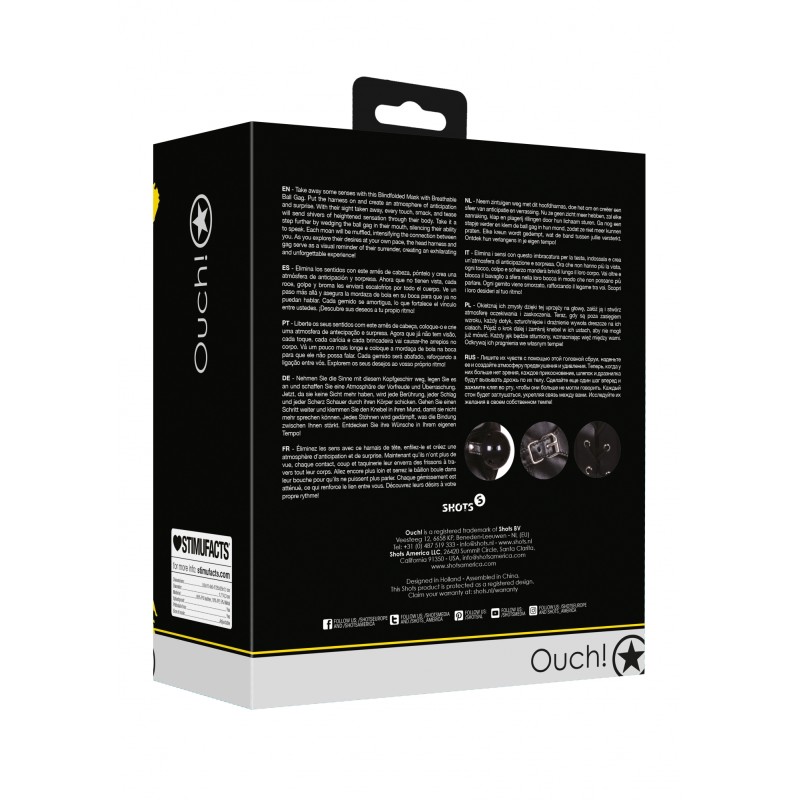 OUCH!, Δερμάτινη, Full Face Κουκούλα, με Αφαιρούμενη Μάσκα Ματιών, και Φίμωτρο