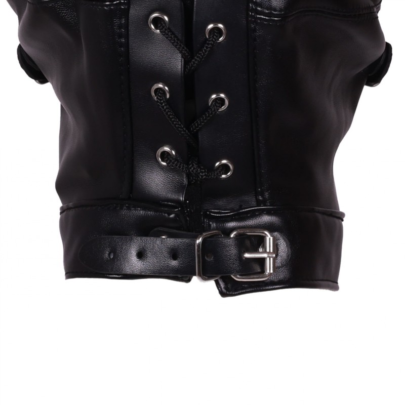 OUCH!, Δερμάτινη, Full Face Κουκούλα, με Αφαιρούμενη Μάσκα Ματιών, και Φίμωτρο