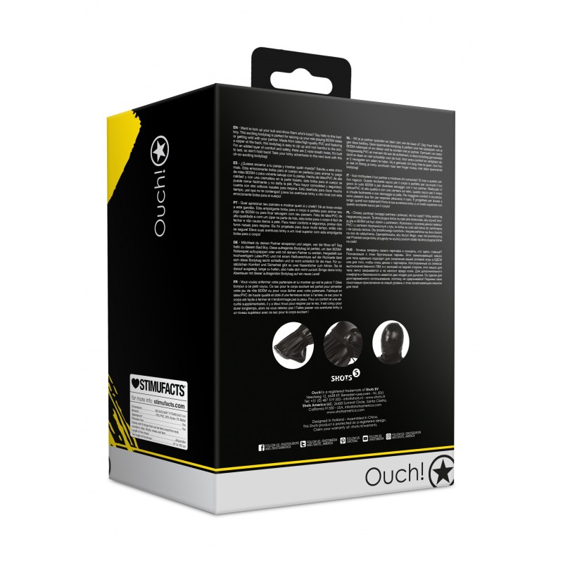 OUCH!, Ολόσωμη, Κουκούλα PVC Σώματος, με Ιμάντες, Μαύρη