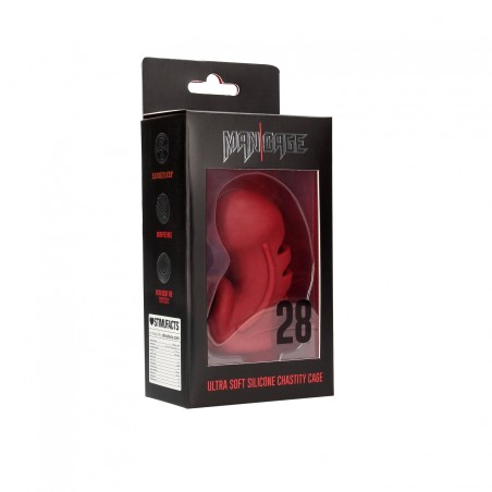 ManCage, Model 27, Ultra Soft, Silicone, Chastity Cage, κόκκινο