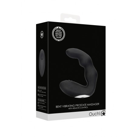 OUCH!, Bent, Vibrating, Prostate Massager, with Remote Control, Black