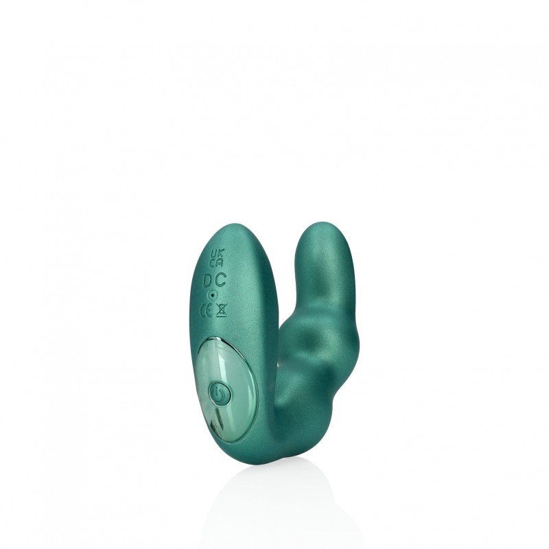 OUCH!, Bent, Vibrating, Prostate Massager, with Remote Control, metallic green
