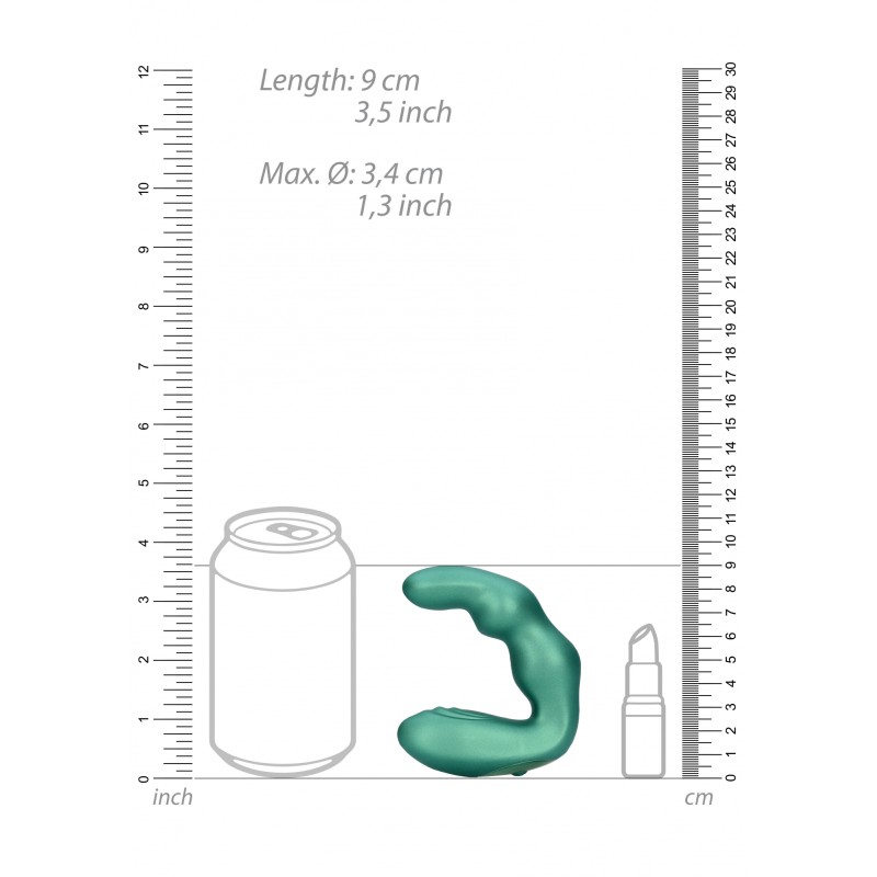 OUCH!, Bent, Vibrating, Prostate Massager, with Remote Control, metallic green