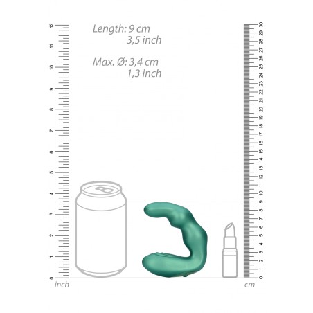OUCH!, Bent, Vibrating, Prostate Massager, with Remote Control, metallic green