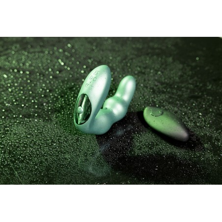 OUCH!, Bent, Vibrating, Prostate Massager, with Remote Control, metallic green