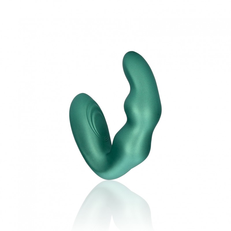OUCH!, Bent, Vibrating, Prostate Massager, with Remote Control, metallic green