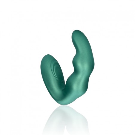OUCH!, Bent, Vibrating, Prostate Massager, with Remote Control, metallic green