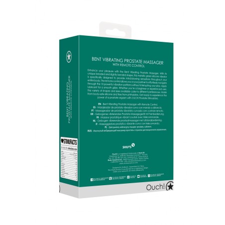 OUCH!, Bent, Δονούμενος, Προστατικός Δονητής, με Τηλεχειριστήριο, metallic green