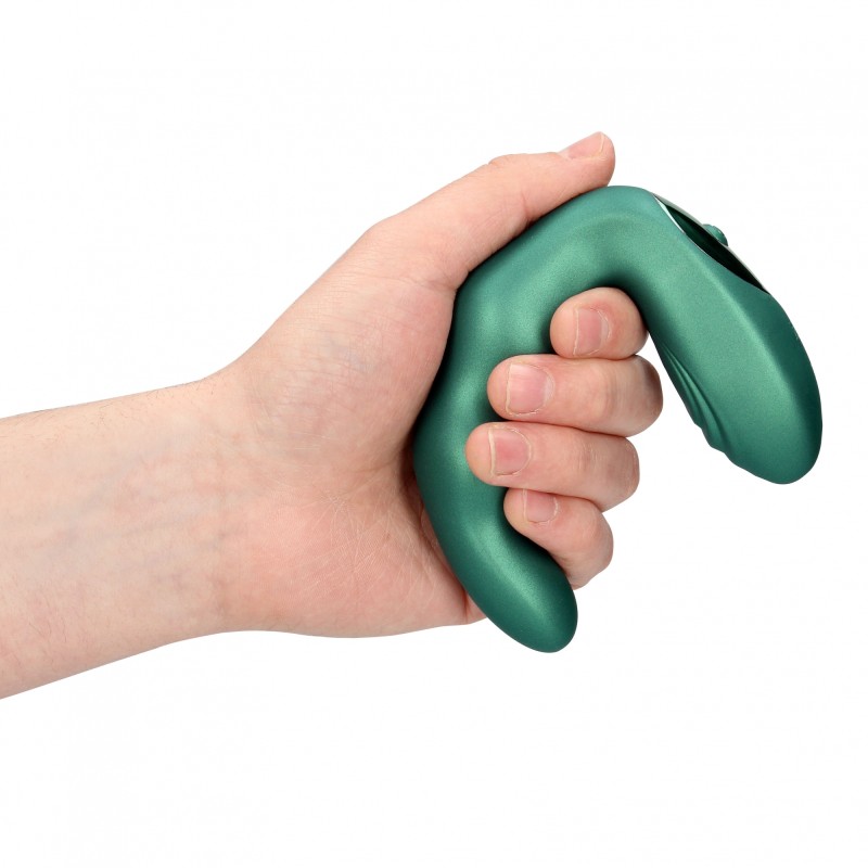 OUCH!, Bent, Vibrating, Prostate Massager, with Remote Control, metallic green