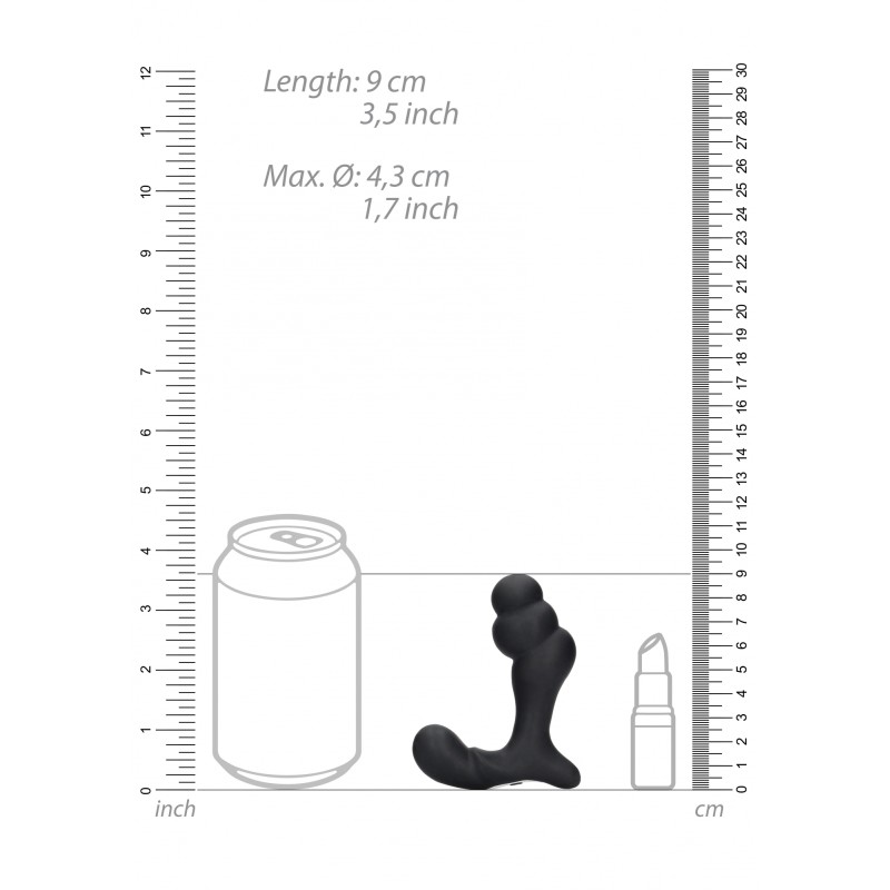 OUCH!, Stacked, Vibrating, Prostate Massager, with Remote Control, Black