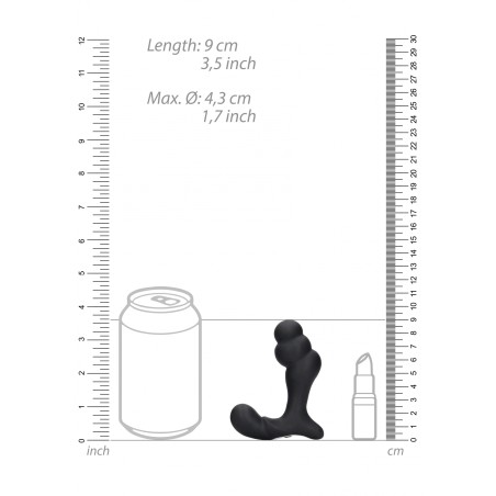 OUCH!, Stacked, Vibrating, Prostate Massager, with Remote Control, Black