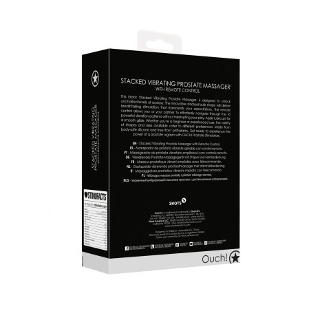 OUCH!, Stacked, Vibrating, Prostate Massager, with Remote Control, Black