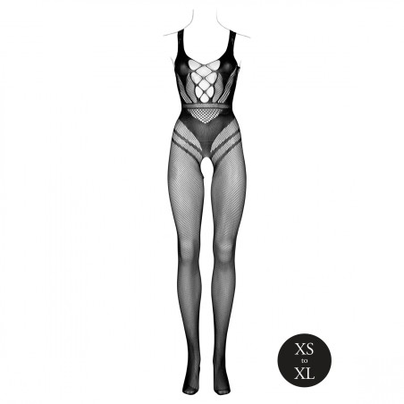 LE DÉSIR, Bodystocking, with Accentuated Lines, Μαύρο