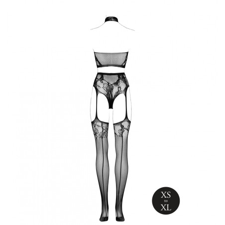 LE DÉSIR, Two Piece, with Halter, Turtleneck, and Pantie, with Attached Stockings, Black