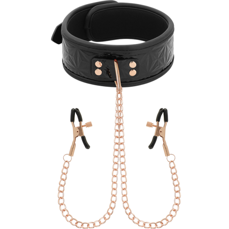 BEGME | Black Edition Collar With Nipple Clamps With Neoprene Lining