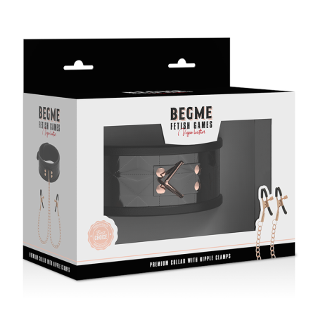 BEGME | Black Edition Collar With Nipple Clamps With Neoprene Lining