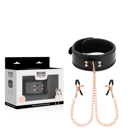 BEGME | Black Edition Collar With Nipple Clamps With Neoprene Lining