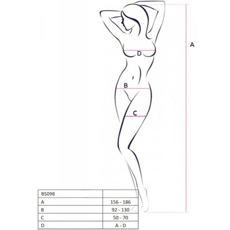 PASSION | BS098 | BODYSTOCKING - ONE SIZE - WHITE