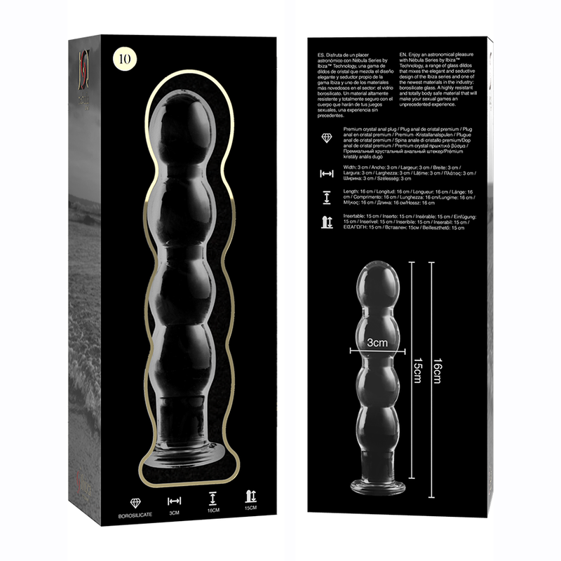 NEBULA SERIES BY IBIZA | MODEL 10 | DILDO BOROSILICATE GLASS 16.5 X 3.5 CM - CLEAR